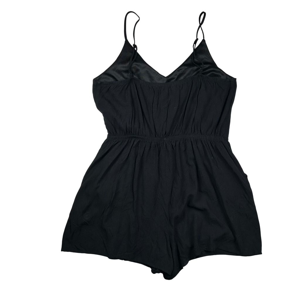 One Clothing Los Angeles Womens Black Wrap Front Romper Side Tie Pocket Large - Picture 2 of 14